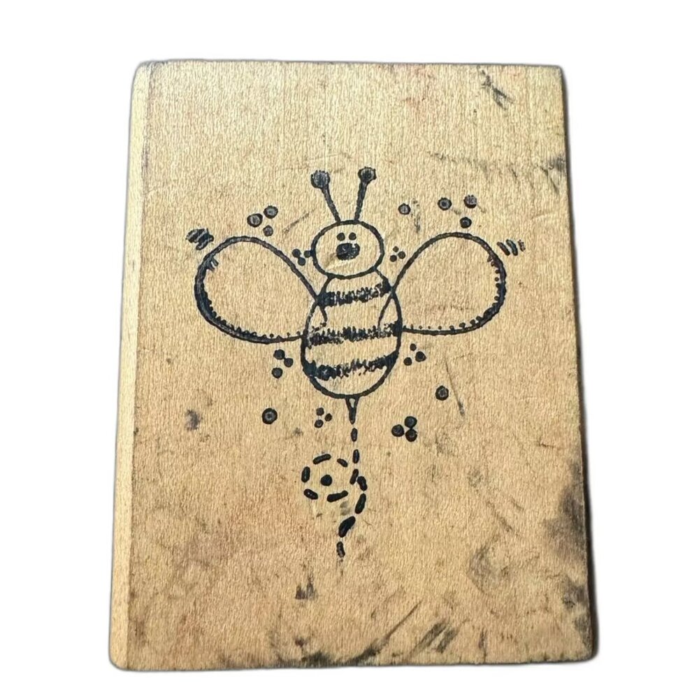 Limited Edition HONEY BEE Wood Mounted Rubber Stamp Garden Insect Floral